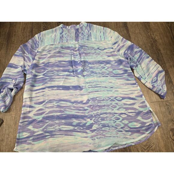 Chico's Aqua Sheer Long Sleeve Blouse Top Tank Matching Set of 2 - Size 3 XL - Picture 6 of 6